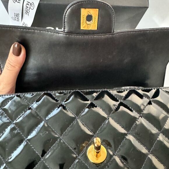 Chanel vintage small double sided flap black patent GHW - Picture 9 of 11